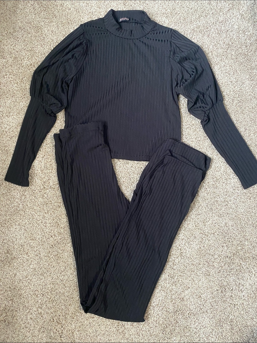 Mossimo Black Ribbed Puff-Sleeve Legging Set